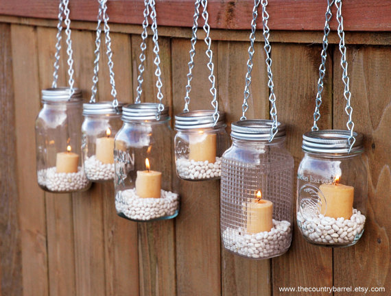 mason-jar-outdoor-lights-garden Mason Jar hanging lanterns