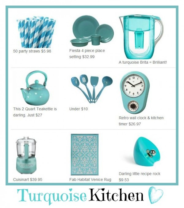Gotta LOVE a turquoise kitchen. So yummy! www.Momcaster.com