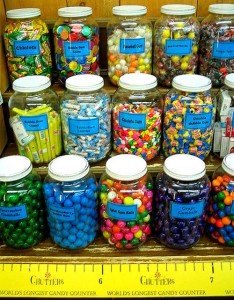 colorful candy jars