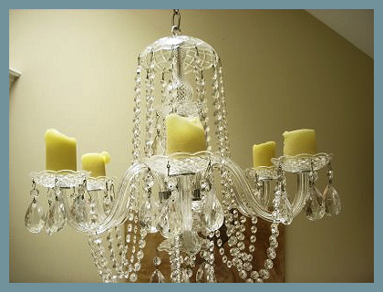 Candle chandelier in bathroom