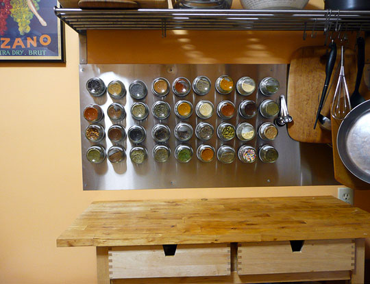 DIY wall mounted spice rack craft from Kitchn