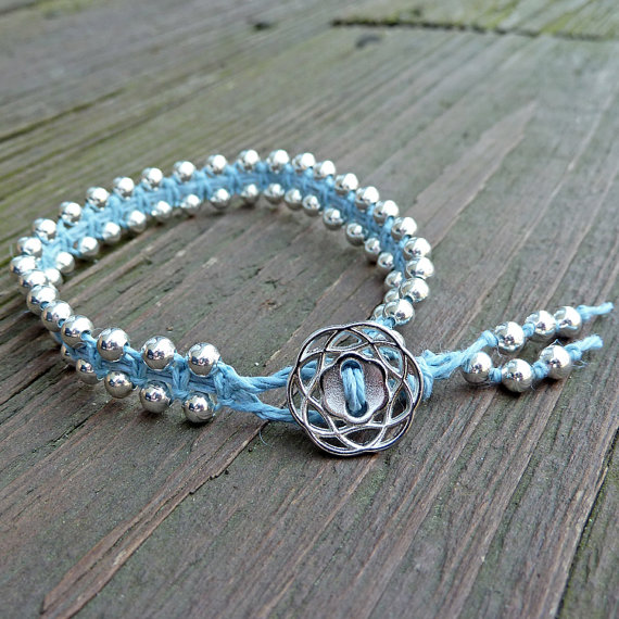 blue silver hemp bracelet