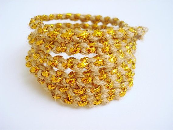 hemp and gold cuff bracelet 