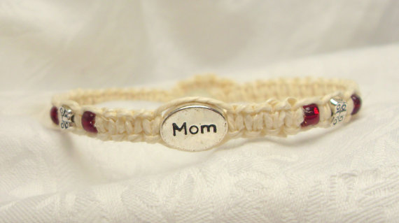 Mom bracelet - personalized - silver - hemp