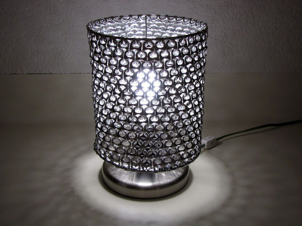 DIY lamp shade made from pop tops