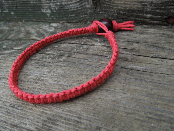 Red hemp bracelet from etsy