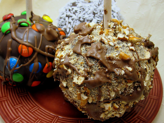 chocolate candy covered apples from Etsy