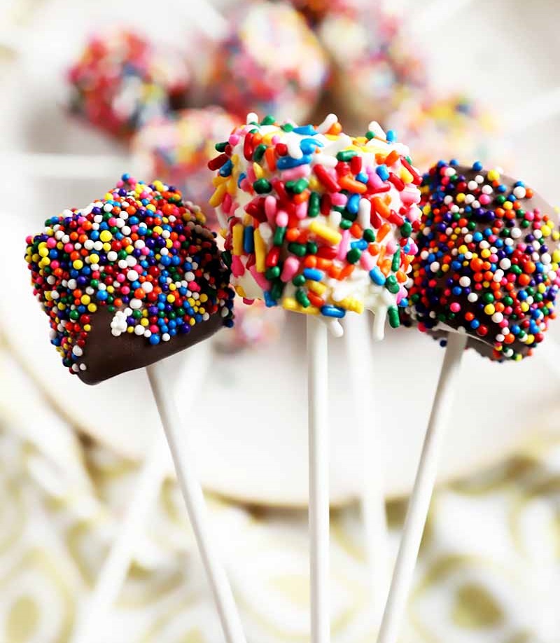 Sprinkle Covered Marshmallow Pops